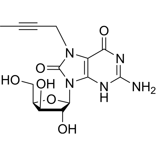 7-(Butyn-2-yl)-7,8-dihydro-8-oxo-9-(β-D-xylofuranosyl)guanine Chemical Structure