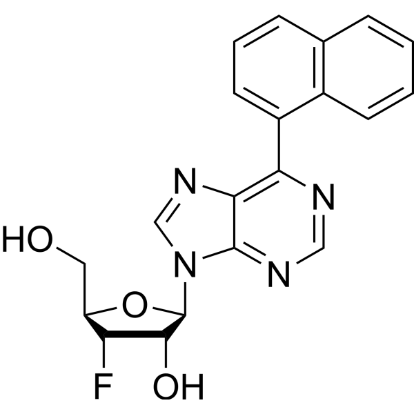 9-(3-Deoxy-3-fluoro-β-D-ribofuranosyl)-6-(naphthalen-1-yl)purine Chemical Structure