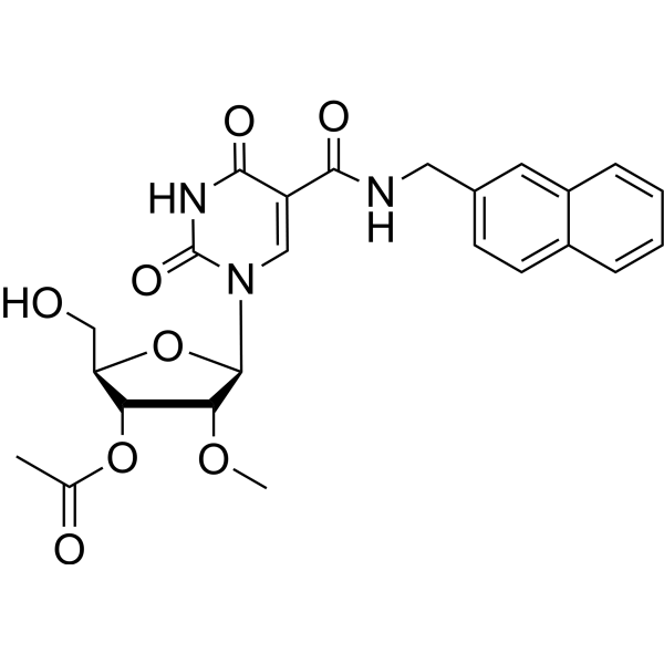 5-Naphthyl-β-methylaminocarbony-3’-O-acetyl-2’-O-methyluridine Chemical Structure