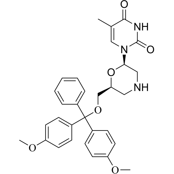 7'-O-DMT-morpholino thymine Chemical Structure