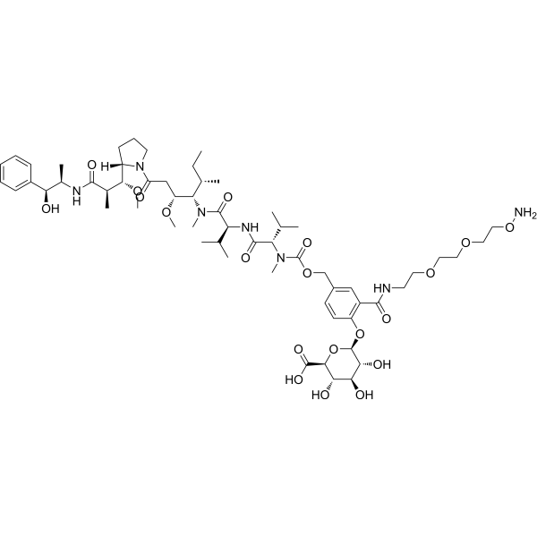 MMAE-PAB(p-glucuronide)-PEG3-aminooxy Chemical Structure