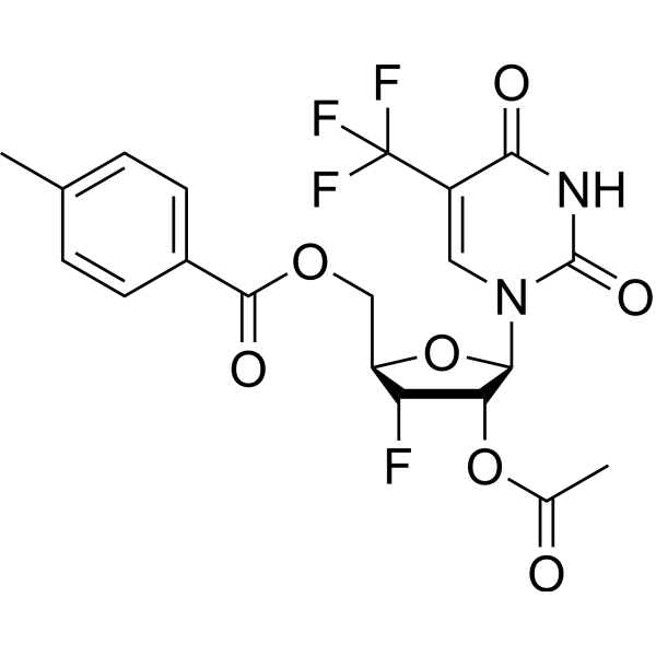 2’-<em>O</em>-Acetyl-5’-<em>O</em>-(p-toluoyl)-3’-deoxy-3’-fluoro-5-trifluoromethyluridine