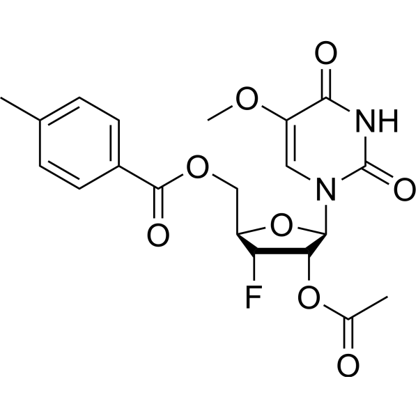 2’-<em>O</em>-Acetyl-5’-<em>O</em>-(p-toluoyl)-3’-deoxy-3’-fluoro-5-methoxyuridine