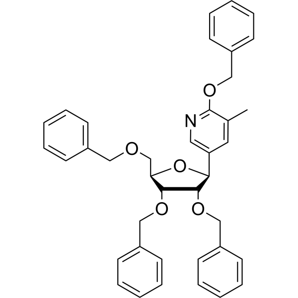 5-(2,3,5-Tri-<em>O</em>-benzyl-beta-D-ribofuranosyl)-3-methyl-2-benzyloxypyridine
