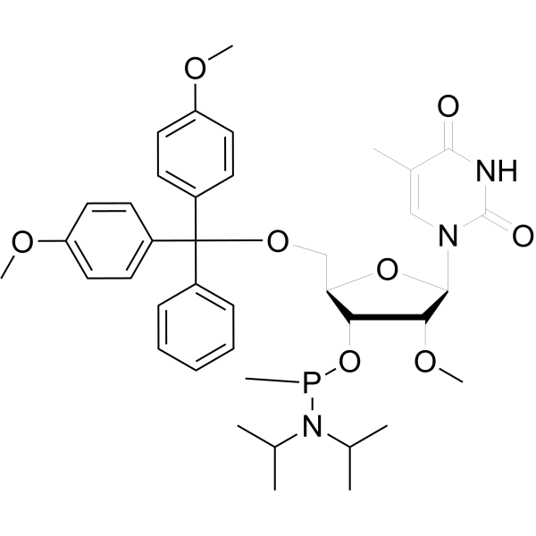 5’-O-DMTr-2’-OMe-5MeU-P-methyl phosphonamidite Chemical Structure