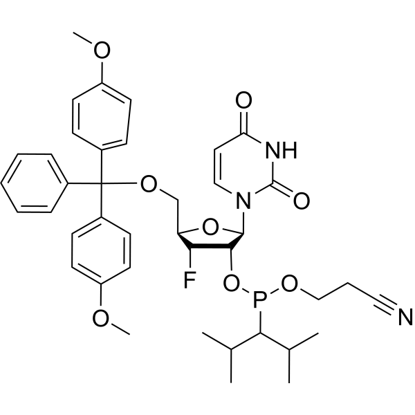 3'-Deoxy-5'-<em>O</em>-(4,4'-dimethoxytrityl)-3'-fluoro uridine-<em>2</em>'-CED-phosphoramidite