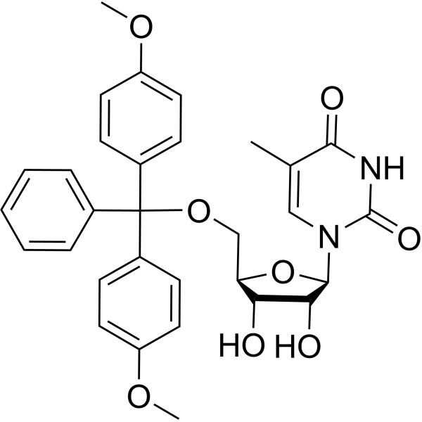 5’-(4,4’-Dimethoxytrityl)-5-methyluridine Chemical Structure