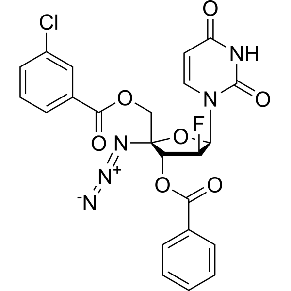 4’-Azido-3’-O-benzoyl-5’-O-(<em>m</em>-chlorobenzoyl)-2’-deoxy-2’-fluoro-beta-D-arabinouridine