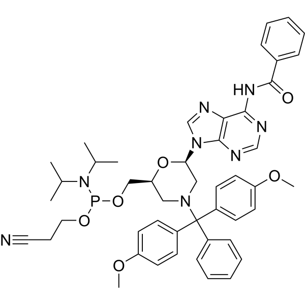 N-DMTr-N6-Benzoyl-morpholino-A-5'-O-phosphoramidite Chemical Structure