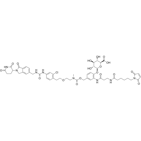 MC-(β-Ala)-PABC-(β-D-GlcUA)-amide-PEG1-CH2-<em>CC-885</em>