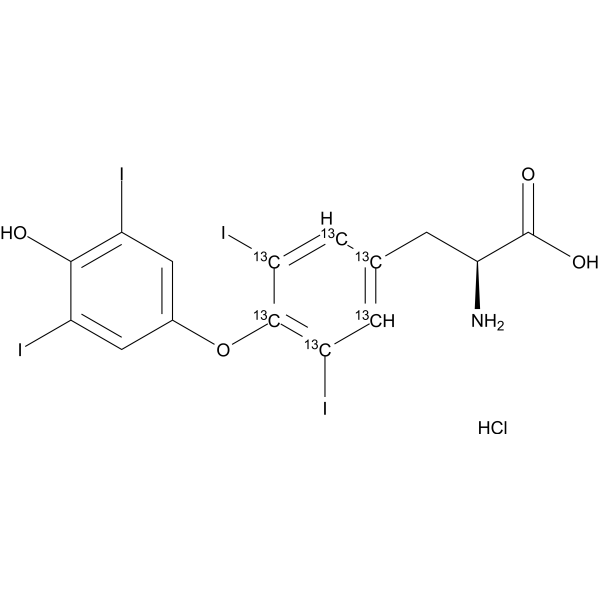 Thyroxine hydrochloride-<sup>13</sup>C<sub>6</sub> Chemical Structure