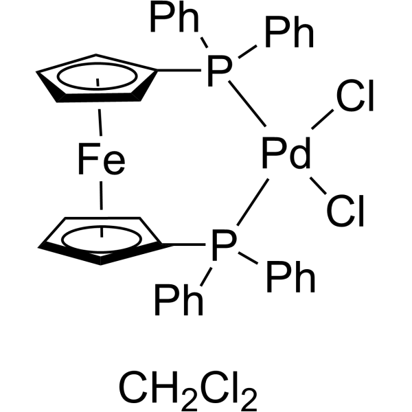 Dichloro[1,1'-bis(diphenylphosphino)ferrocene]palladium(II) dichloromethane adduct Chemical Structure