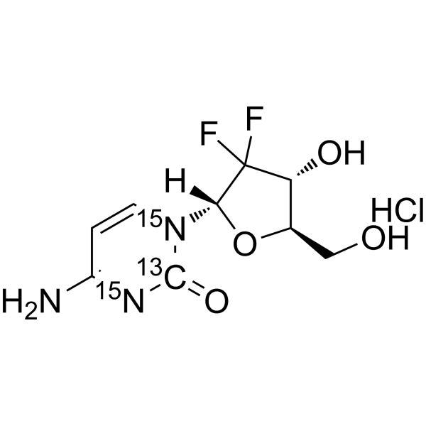 (2S)-Gemcitabine-13<em>C</em>,15N2 hydrochloride