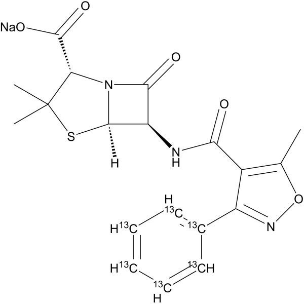 Oxacillin-<sup>13</sup>C<sub>6</sub> sodium Chemical Structure
