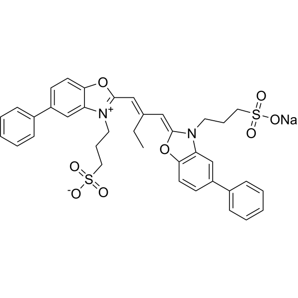 3,3'-Bis(3-sulfopropyl)-5,5'-diphenyl-9-ethyloxacarbocyanine betaine sodium Chemical Structure