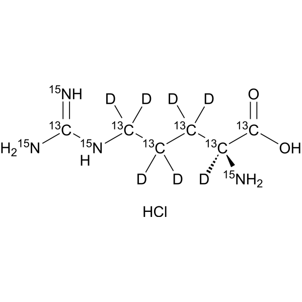 L-Arginine-<sup>13</sup>C<sub>6</sub>,<sup>15</sup>N<sub>4</sub>,d<sub>7</sub> (hydrochloride) Chemical Structure