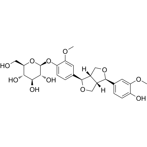 (-)-Pinoresinol 4-O-glucoside Chemical Structure