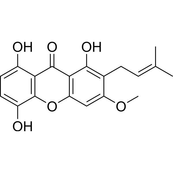 1,5,8-Trihydroxy-3-methoxy-2-prenylxanthone Chemical Structure