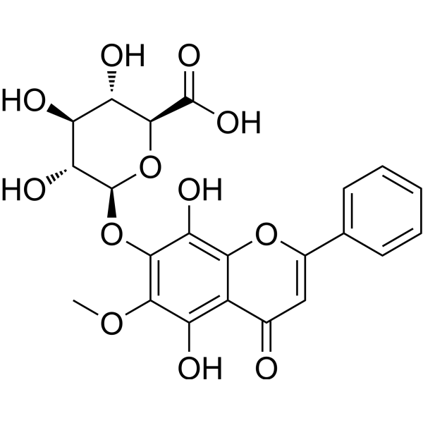5,7,8-Trihydroxy-6-methoxy flavone-7-O-glucuronideb Chemical Structure