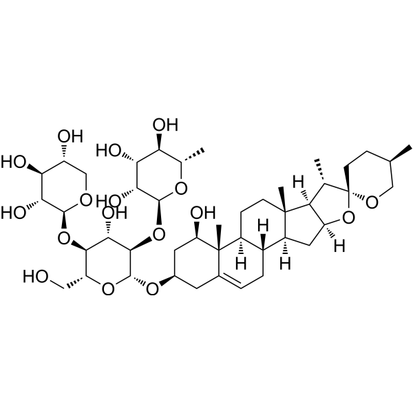 (25R)-Ruscogenin-3-yl α-L-rhamnopyranosyl-(<em>1</em>→2)-[β-D-xylopyranosyl-(<em>1</em>→4)]-β-D-glucopyranoside