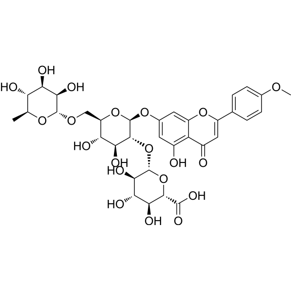 Acacetin 7-<em>O</em>-β-D-glucuronopyranosyl-(1→2)[α-<em>L</em>-rhamnopyranosyl-(1→6)]-β-D-glucopyranoside