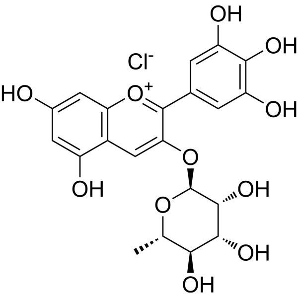 Delphinidin-3-rhamnoside chloride Chemical Structure