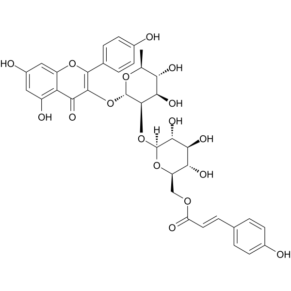 Kaempferol-3-O-(6'''-trans-p-coumaroyl-2''-glucosyl)rhamnoside Chemical Structure