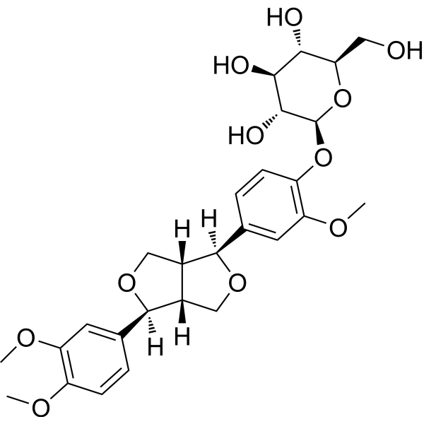 (+)-Pinoresinol monomethyl ether O-β-D-glucoside Chemical Structure