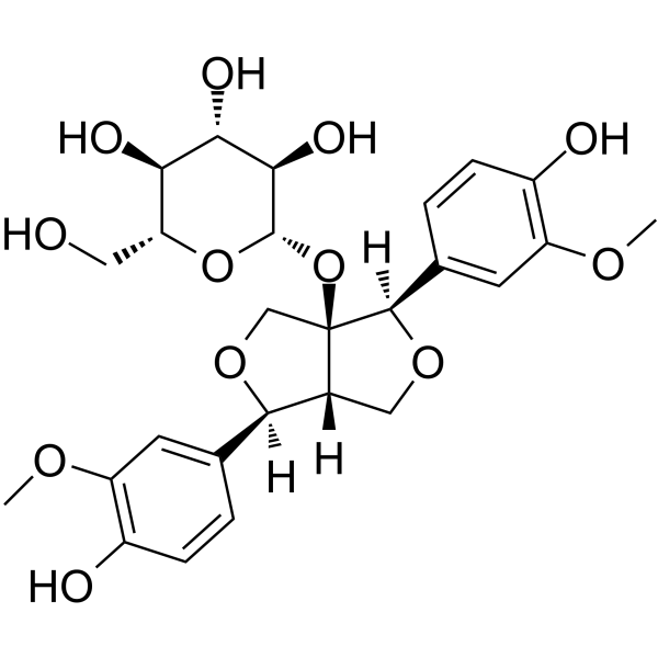 1-Hydroxypinoresinol 1-O-β-D-glucoside Chemical Structure