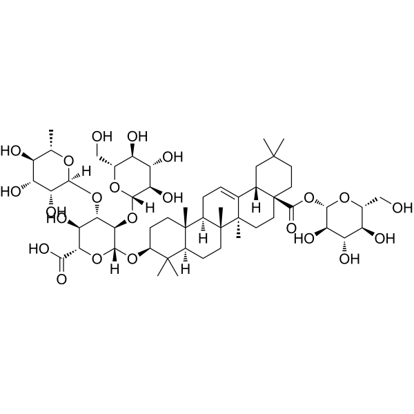 3-O-β-D-Glucopyranosyl(1→2)-[a-Lrhamnopyranosyl(1→3)]-β-D-glucopyranosyl 28-O-β-D-glucuronopyranoside