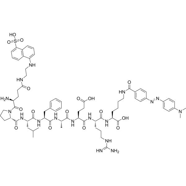 Glu(EDANS)-Pro-Leu-Phe-Ala-Glu-Arg-Lys(DABCYL) Chemical Structure