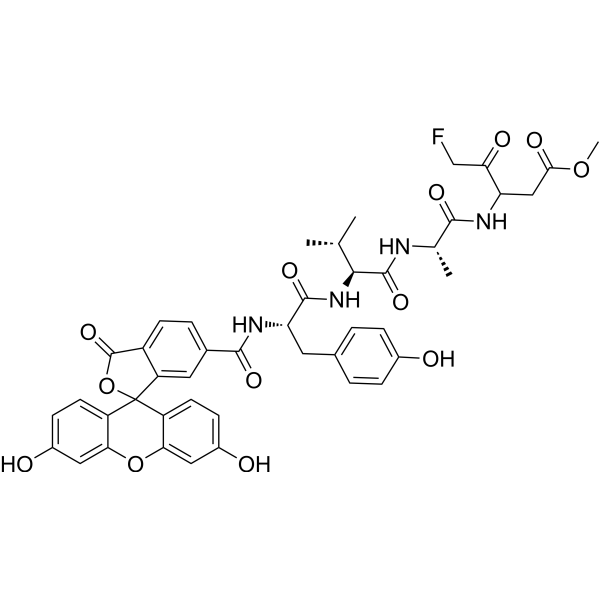 Fluorescein-6-carbonyl-Tyr-Val-Ala-DL-Asp(OMe)-fluoromethylketone Chemical Structure