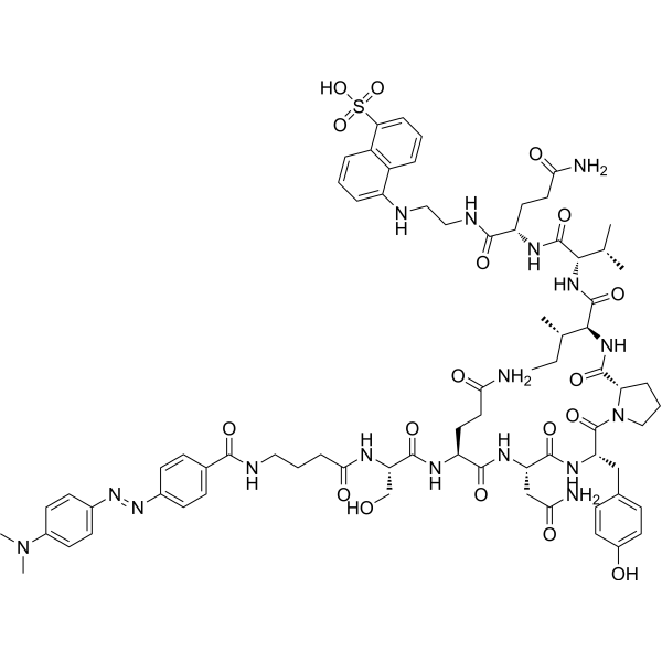 DABCYL-GABA-Ser-Gln-Asn-Tyr-Pro-Ile-Val-Gln-EDANS Chemical Structure