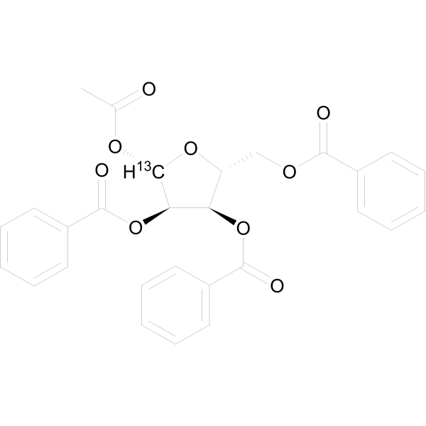 1-O-Acetyl 2,3,5-tri-O-benzoyl-beta-D-ribofuranoside-13C Chemical Structure