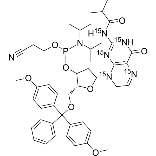 DMT-dG(ib) Phosphoramidite-<sup>15</sup>N<sub>5</sub> Chemical Structure