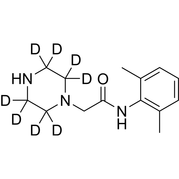 N-(2,6-Dimethylphenyl)-2-(piperazin-1-yl)acetamide-d<sub>8</sub> Chemical Structure