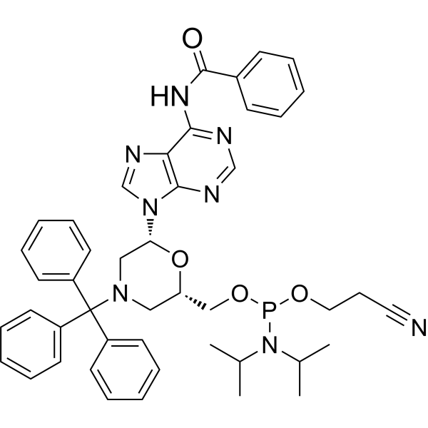 N-Trityl-N6-benzoyl-morpholino-A-5'-O-phosphoramidite Chemical Structure
