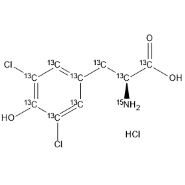 (S)-2-Amino-3-(3,5-dichloro-4-hydroxyphenyl)propanoic acid-13C9, 15N Chemical Structure