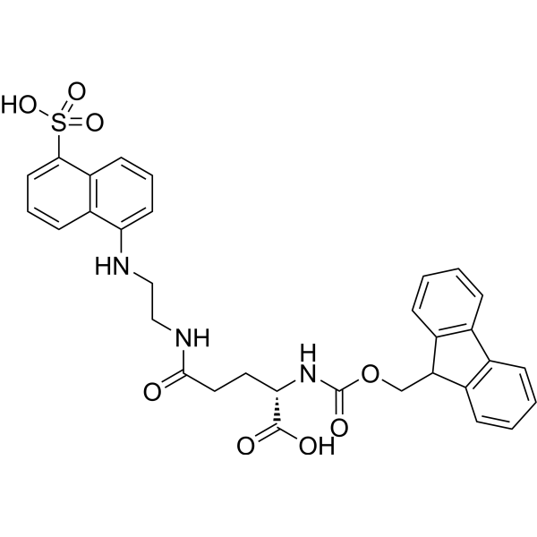 N2-(((9H-Fluoren-9-yl)methoxy)carbonyl)-N2-(2-((5-sulfonaphthalen-1-yl)amino)ethyl)-L-glutamine Chemical Structure