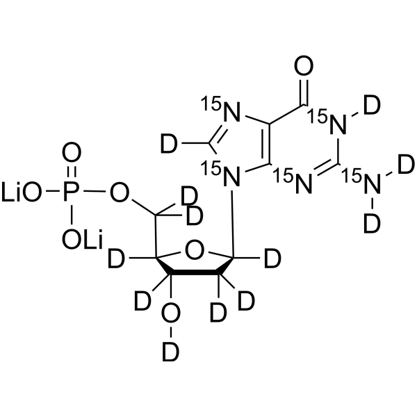 <em>2</em>′-Deoxyguanosine <em>5</em>′-monophosphate-15N<em>5</em>,d12 dilithium