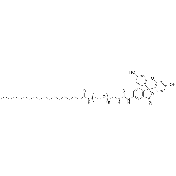 Stearic acid-PEG-FITC, MW 2000 Chemical Structure